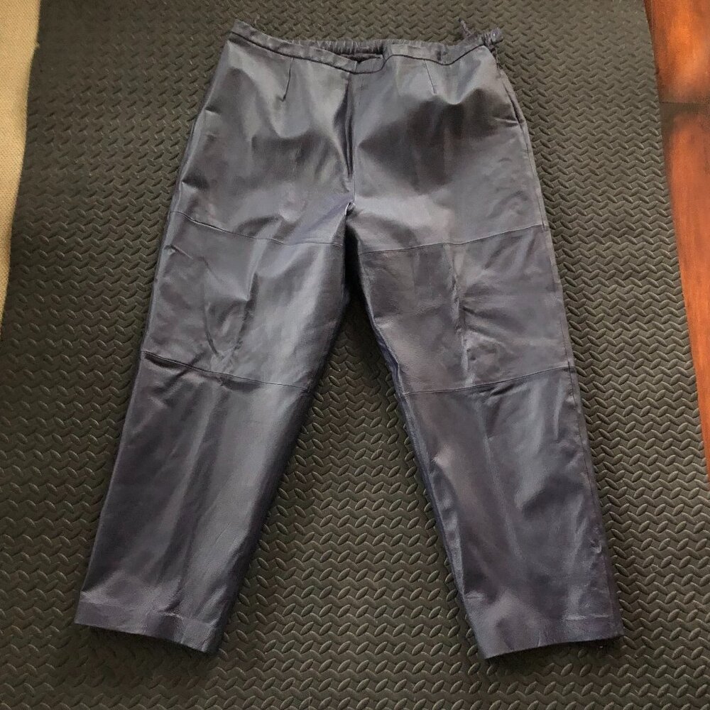 Terry Lewis Classic Luxuries Navy Satin Cropped Pants